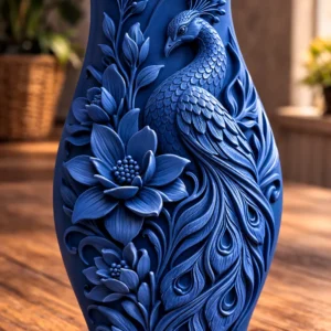 Vase Paon Floral – Décoration 3D élégante