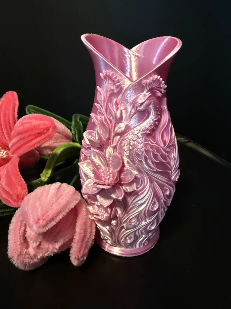 Vase Paon Floral – Décoration 3D élégante